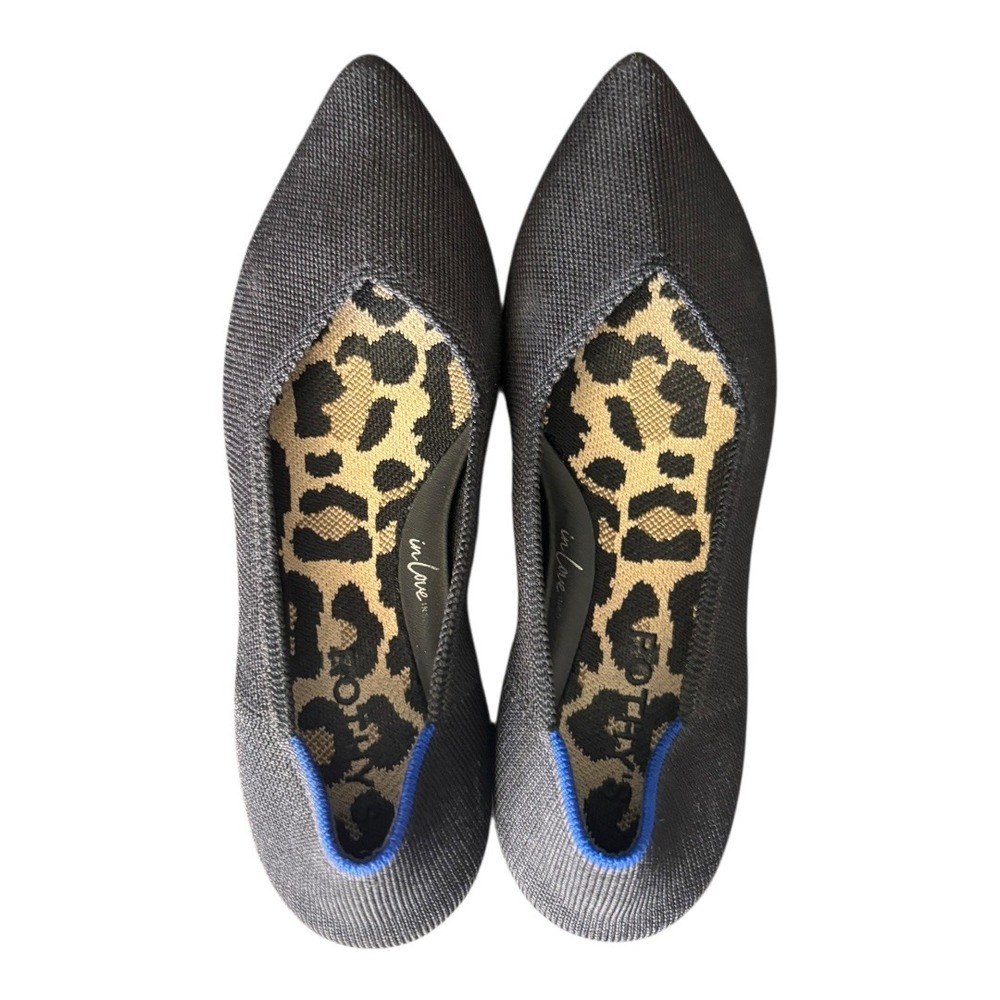 ROTHYS The Pointed Flats Shoes Women's 6.5 Charcoal Leopard Insole